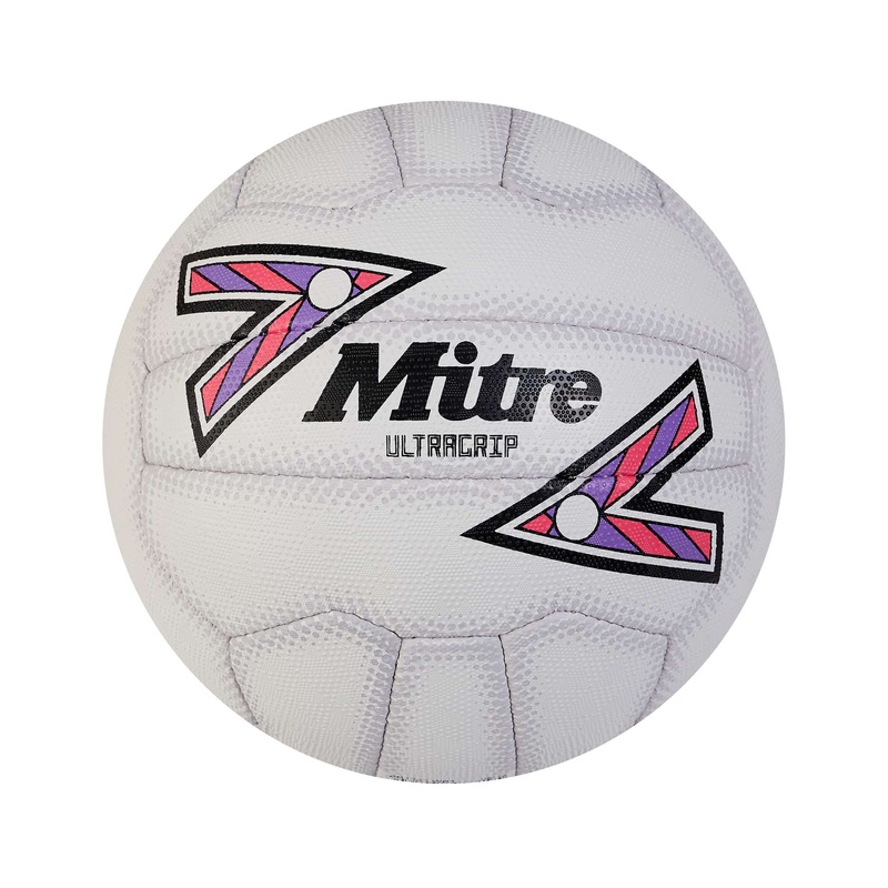 Mitre Ultragrip Netball|4|5|White/Black/Purple