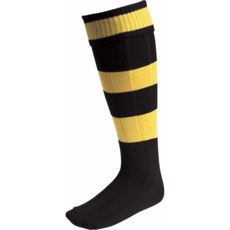 Euro Socks Hoops|Large (7-11)|Medium (3-6.5)|Black/Amber|Bottle/Amber|Bottle/White|Black/Red|Black/White